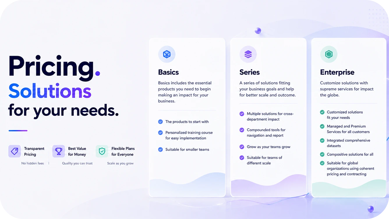 Pricing - Solutions for your needs. Basics, Series, Enterprise plans.
